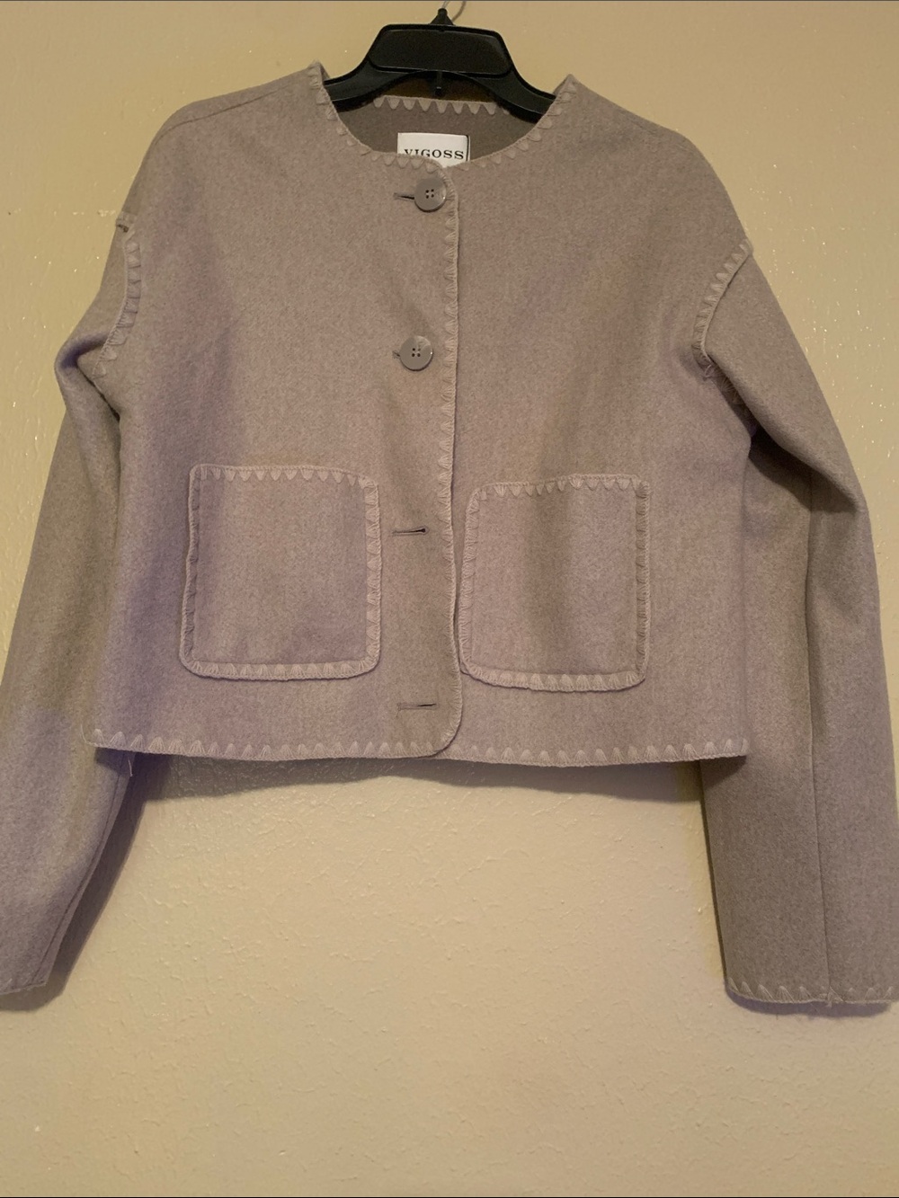 Vigoss Cream/Oatmeal Cropped Button Jacket